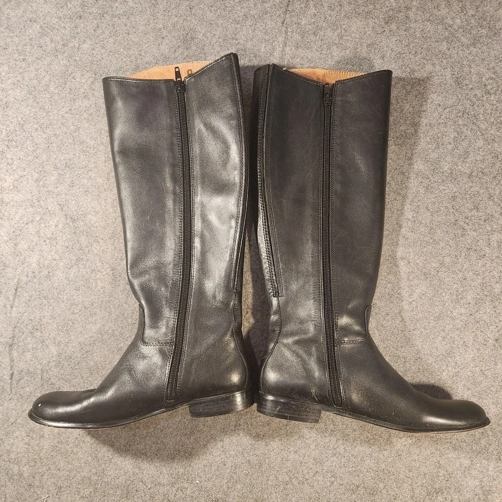 Corso Como Boots Womens Size 6 Black Leather Knee High Riding Zip Block Heel‎